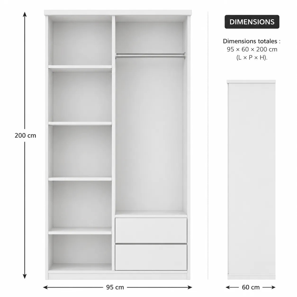 Armoire 2 portes PALMA