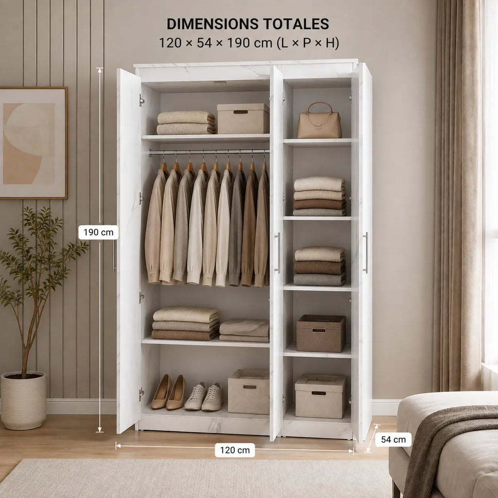 Armoire 3 Portes DANY Effet Marbre