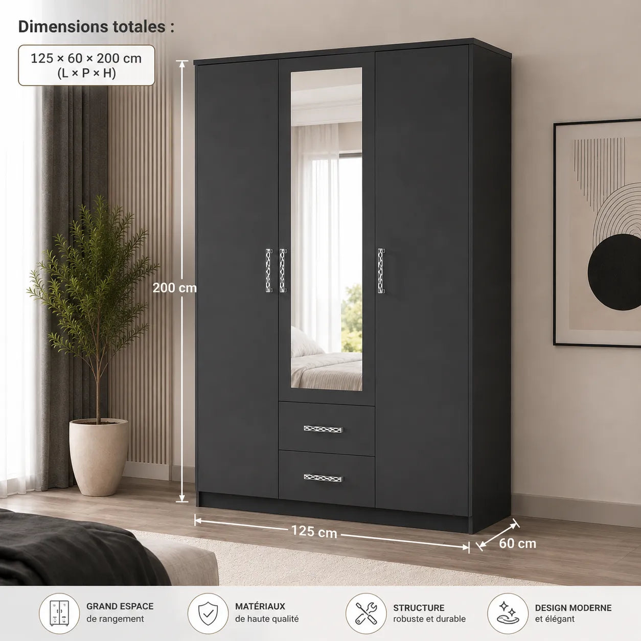 Armoire 3 portes IBIZA