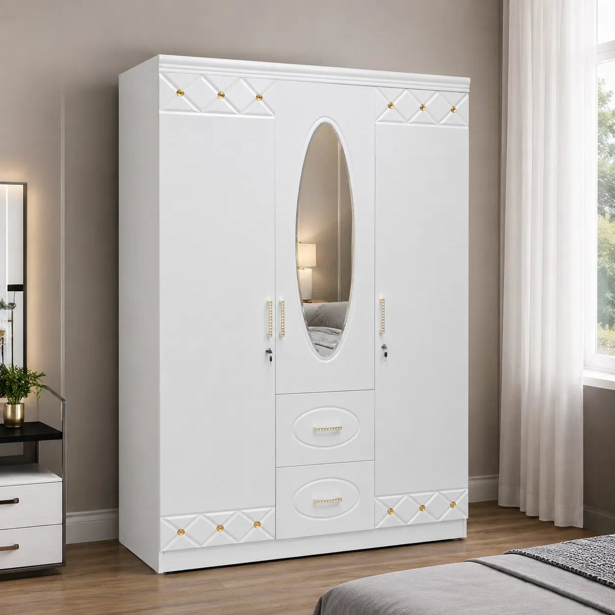 Armoire 3 portes avec miroir