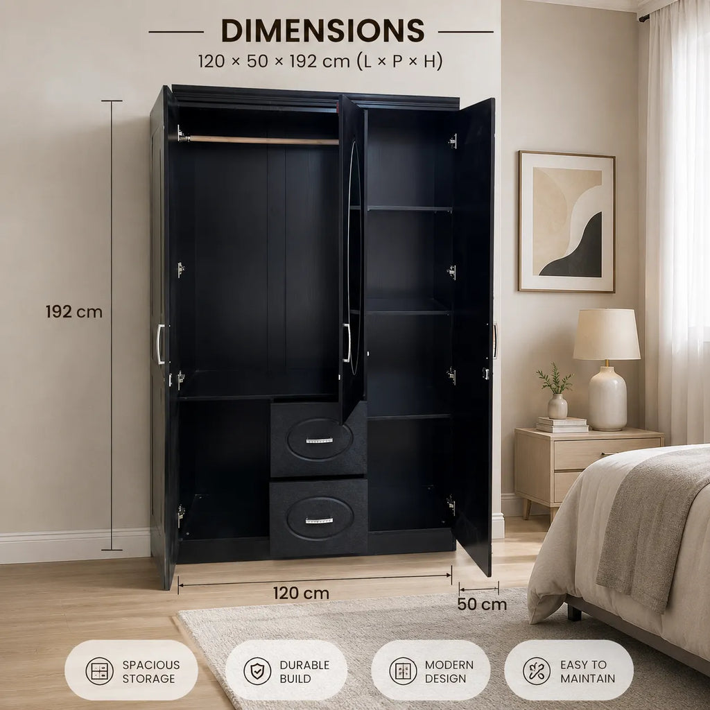 Armoire 3 portes avec miroir