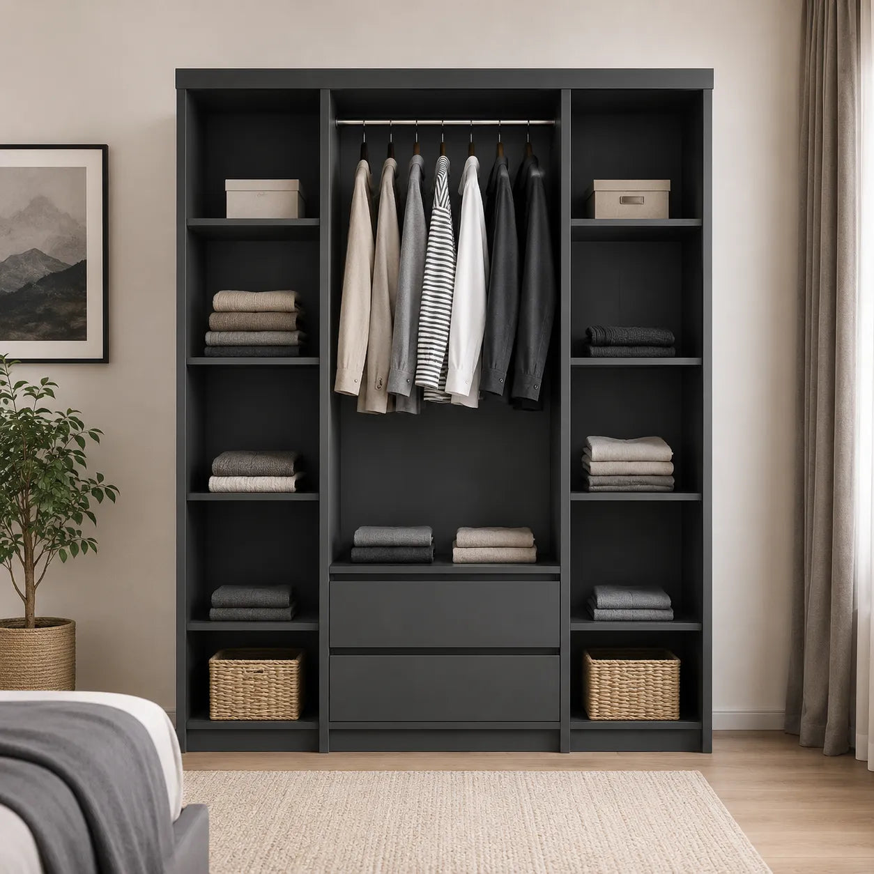 Armoire 4 Portes avec Tiroirs