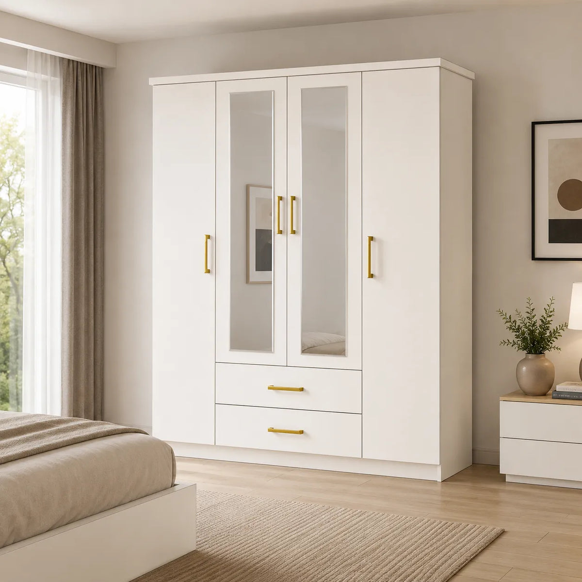Armoire  4 portes avec  tiroirs Girona