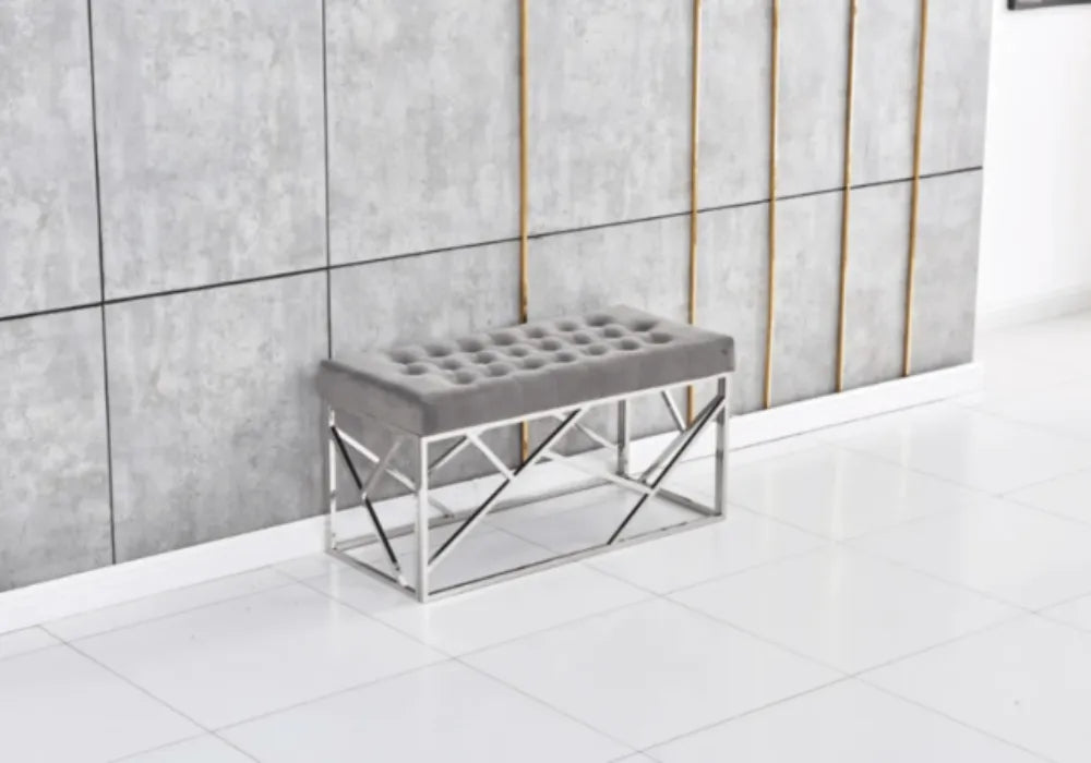 Banquette Geomag Capitonne Velours Pieds Chrome