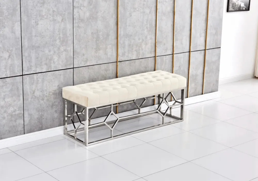 Banquette Vertigo Capitonné Velours Pieds Chrome