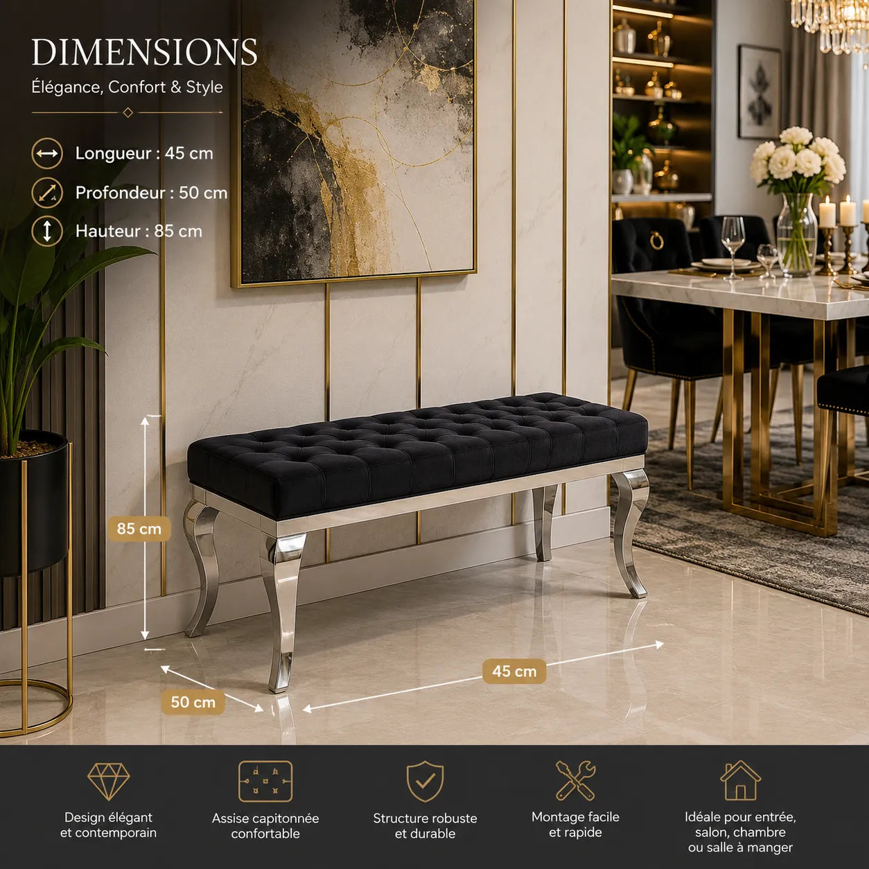 Banquette Baroque Pieds Argent