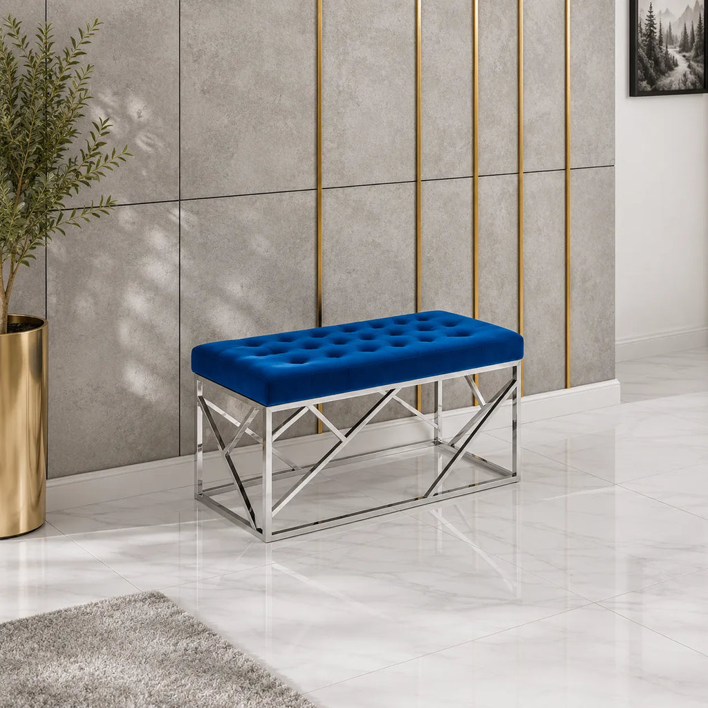 Banquette Geomag Capitonne Velours Pieds Chrome