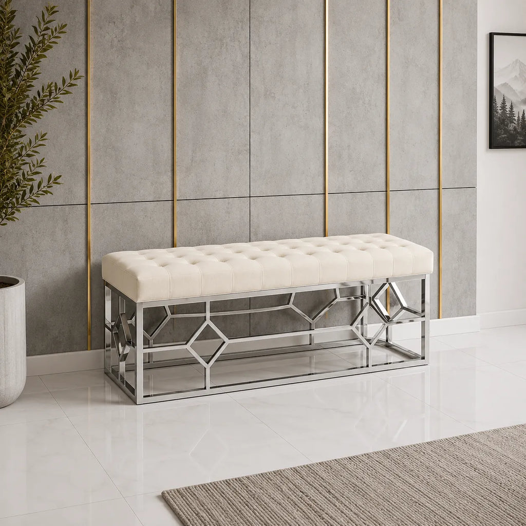 Banquette Vertigo Capitonné Velours Pieds Chrome