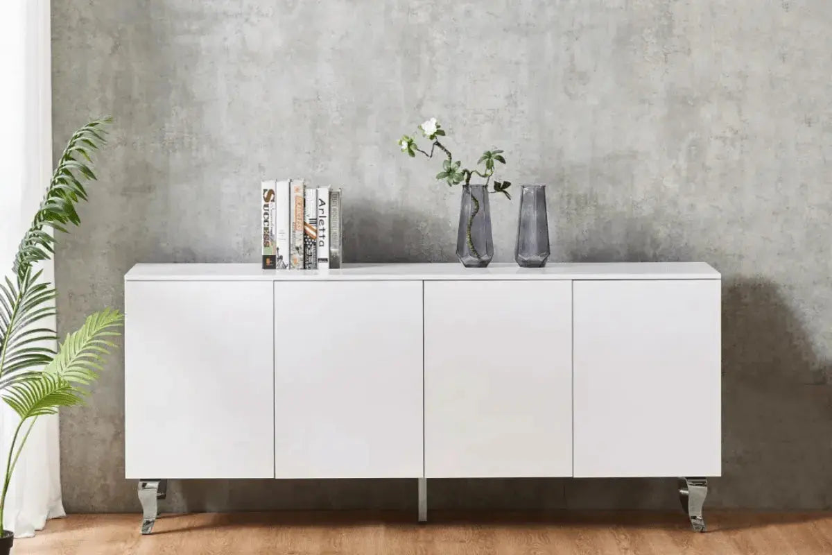 Buffet Baroque Laque Pieds Chrome Swedzo-Meuble