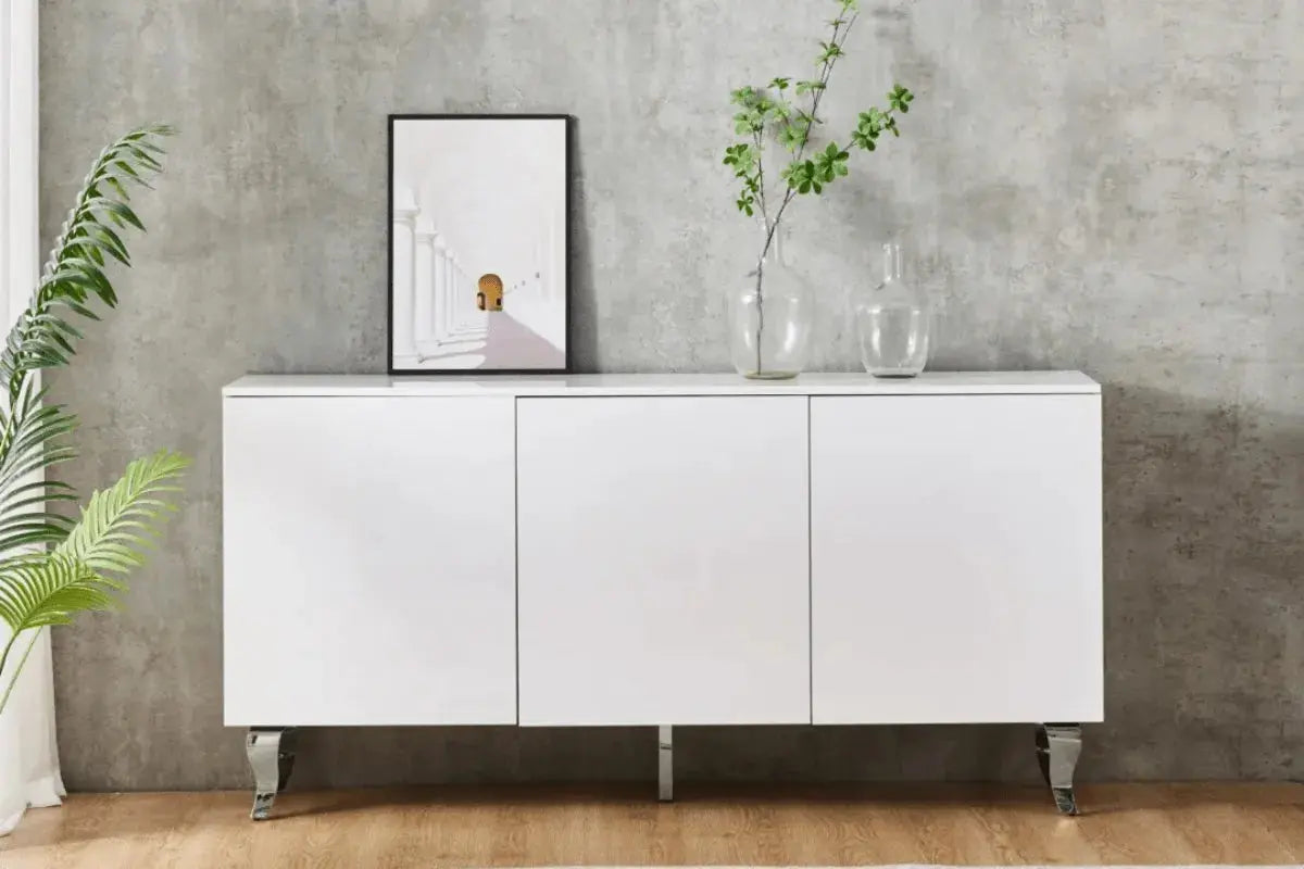 Buffet Baroque Laque Pieds Chrome Swedzo-Meuble