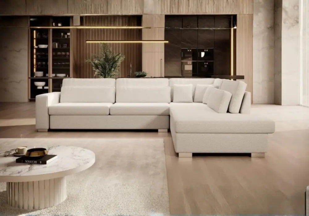 CANAPÉ D'ANGLE VALERIA VELOURS BEIGE Swedzo-Meuble