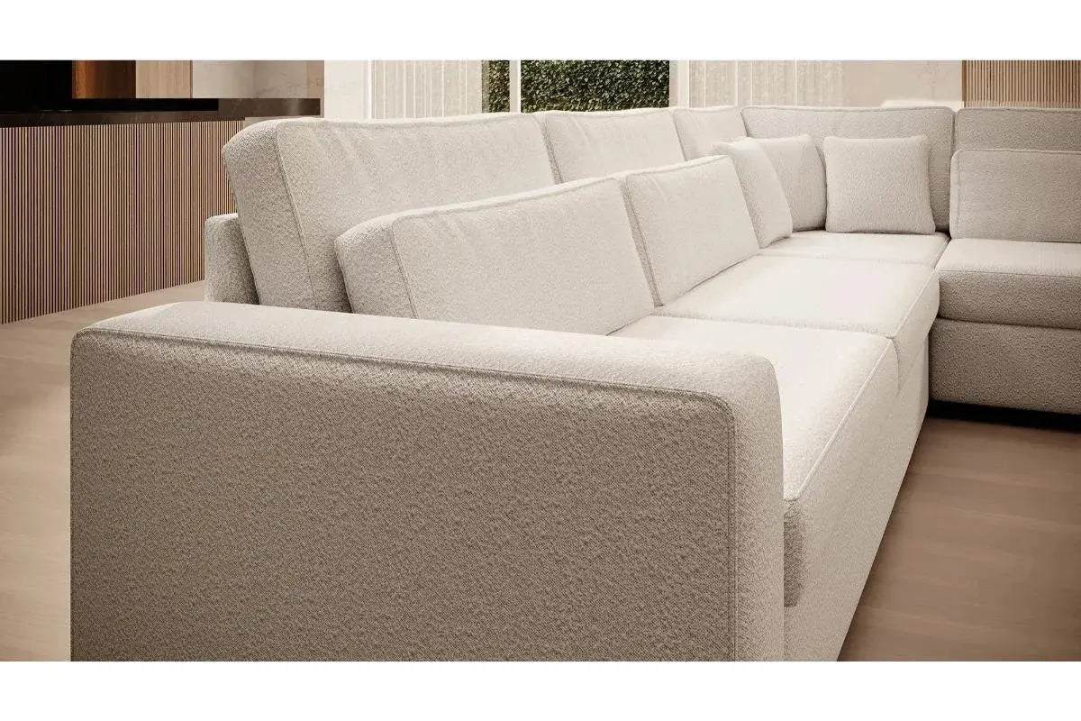 CANAPÉ D'ANGLE VALERIA VELOURS BEIGE Swedzo-Meuble