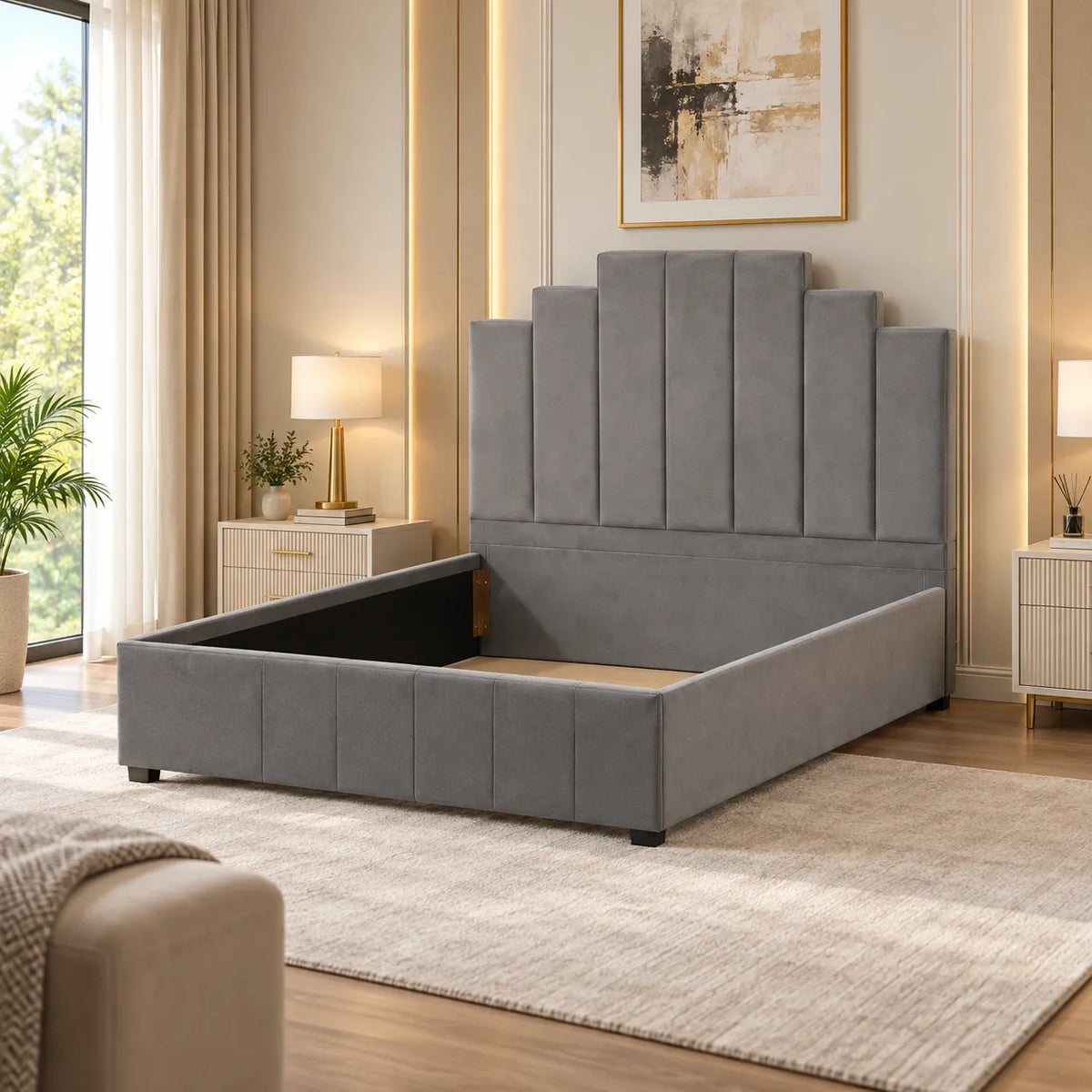 Cadre de Lit Piano en Velours