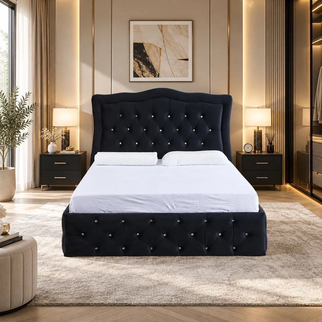 Cadre de Lit Velours 160x200 avec Sommier