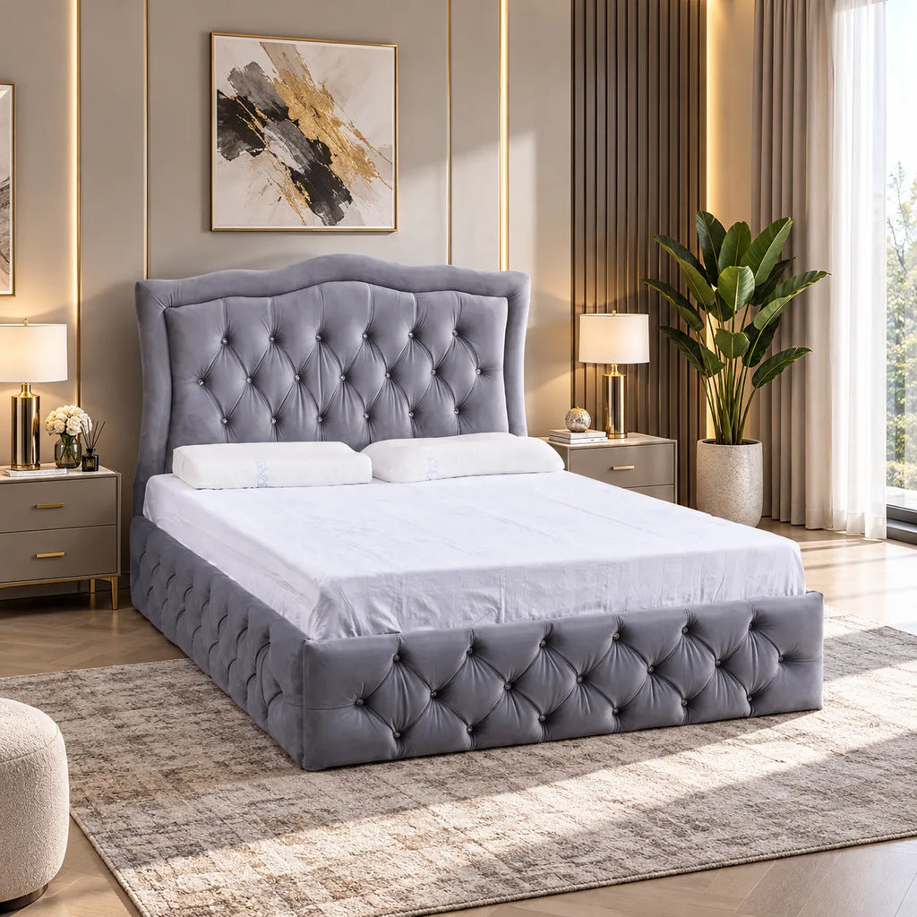 Cadre de Lit Velours 160x200 avec Sommier