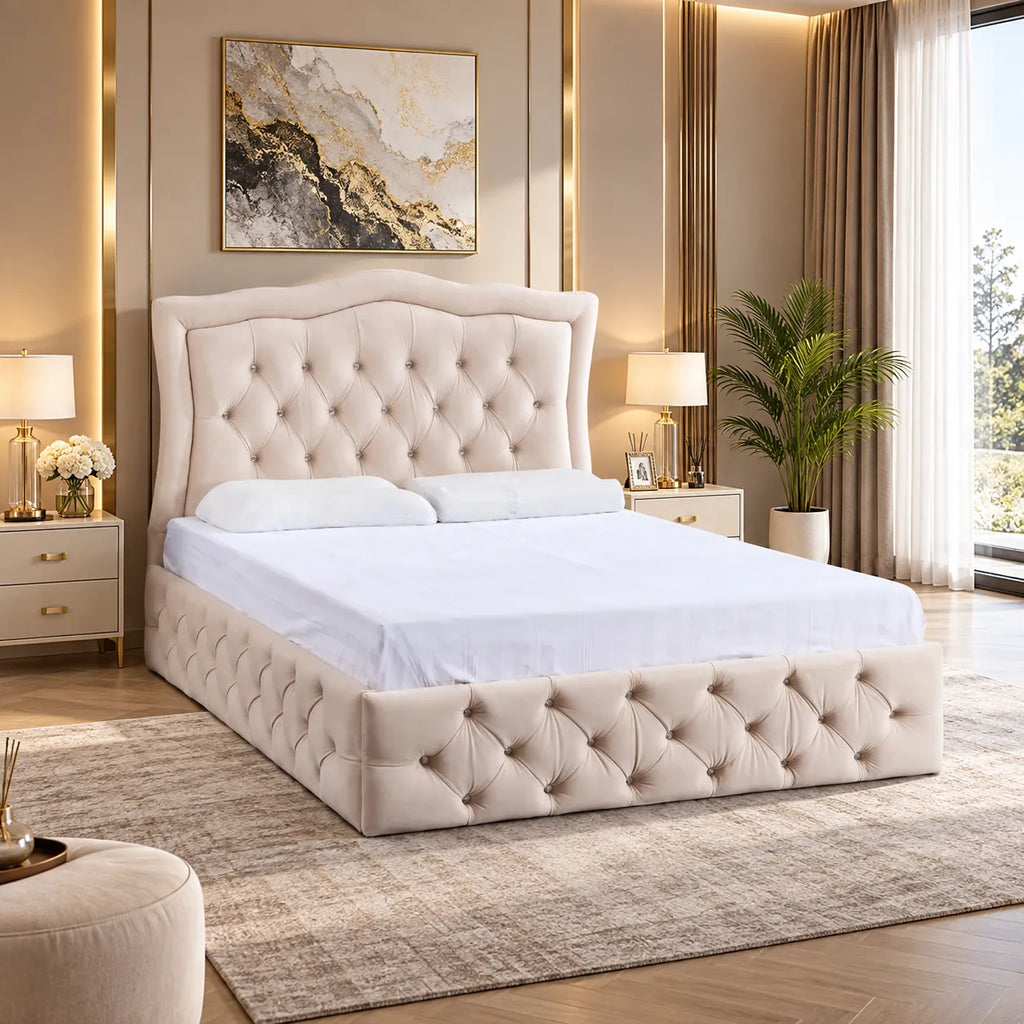 Cadre de Lit Velours 160x200 avec Sommier