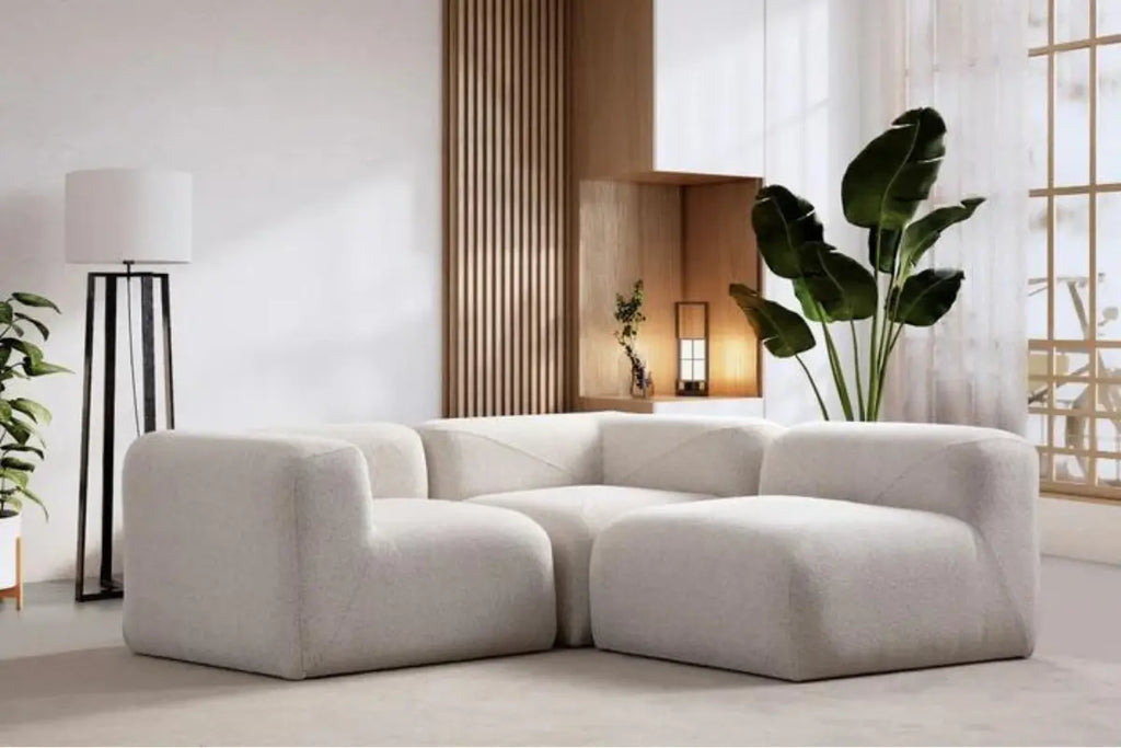 Canapé d’angle Nuage Chenille Blanc cassé