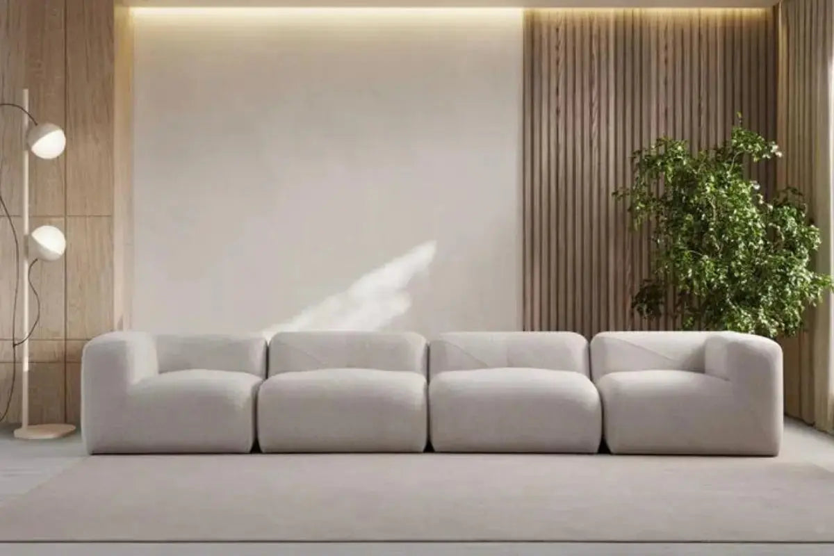 Canapé d’angle Nuage Chenille Blanc cassé Swedzo-Meuble