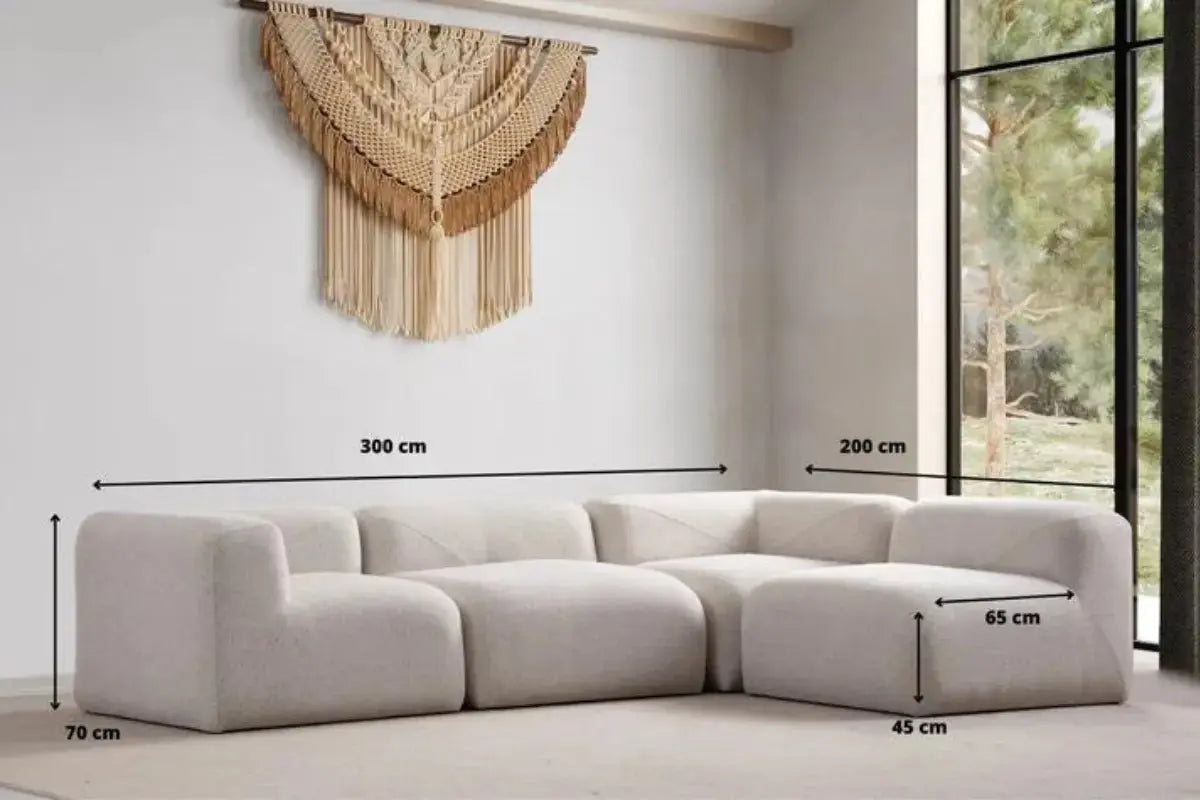 Canapé d’angle Nuage Chenille Blanc cassé Swedzo-Meuble