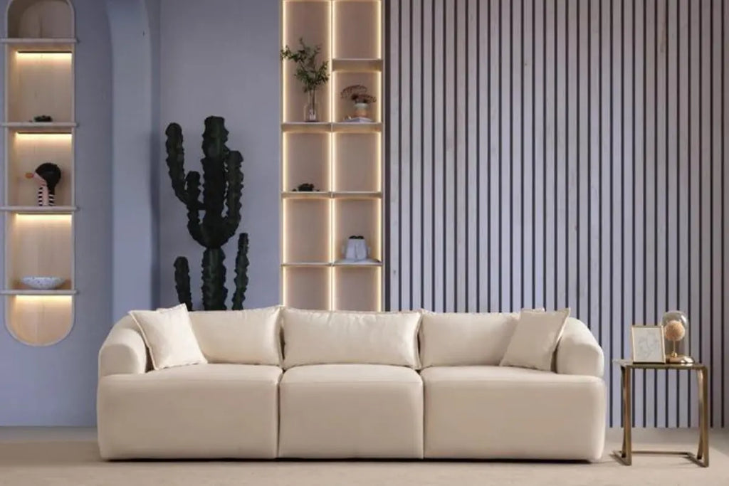 Canapé Mila Modulable Velours Blanc cassé