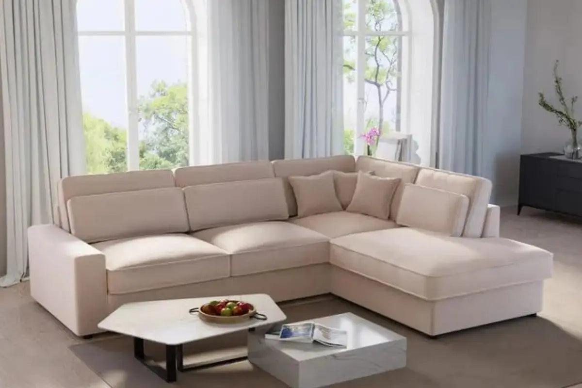 Canapé d’angle Lexus Velours Beige Swedzo-Meuble