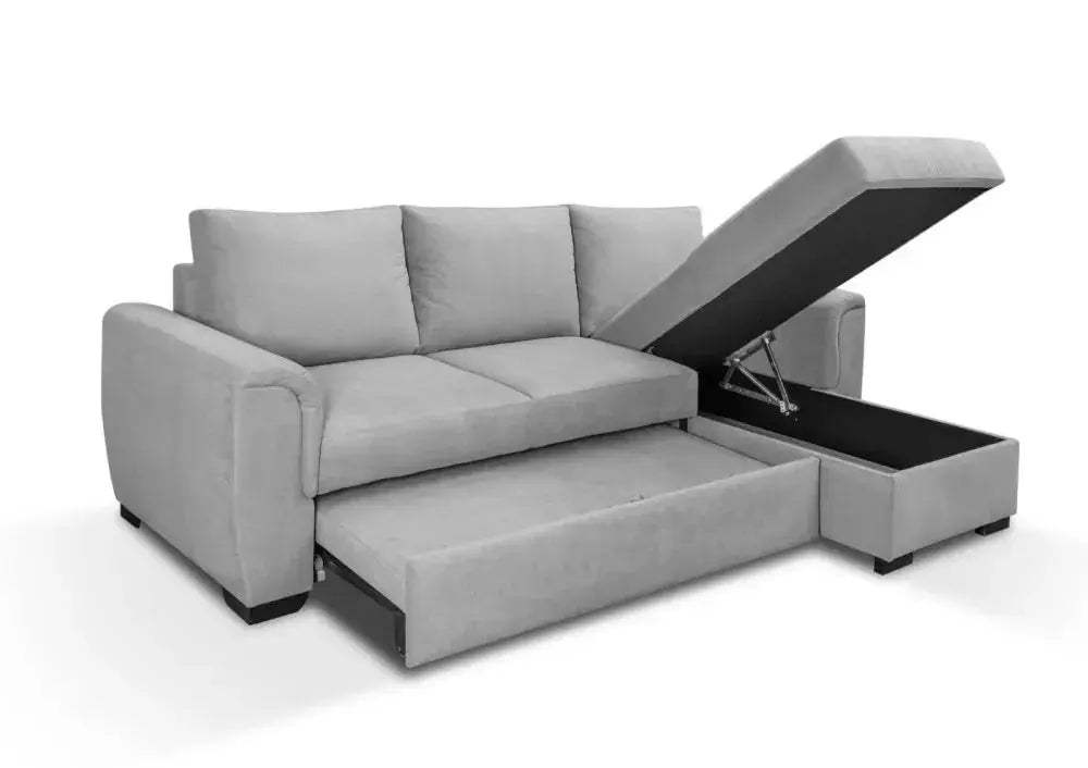 Canape Amalfi Convertible Angle Reversible Tissus Gris Waterproof 238X155CM Swedzo-Meuble