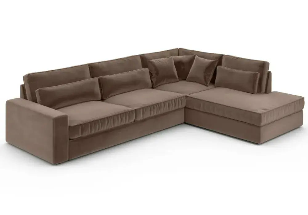 Canape D’angle Le Bristola Velours Moka 315x230cm Swedzo-Meuble
