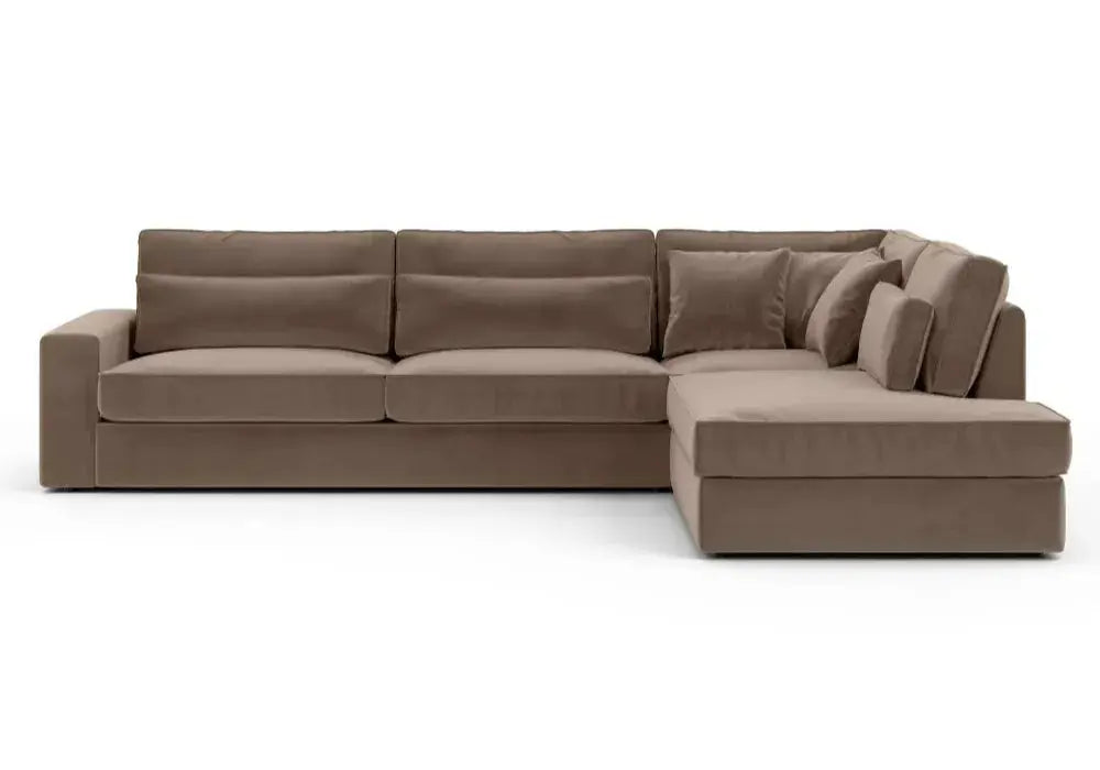 Canape D’angle Le Bristola Velours Moka 315x230cm Swedzo-Meuble