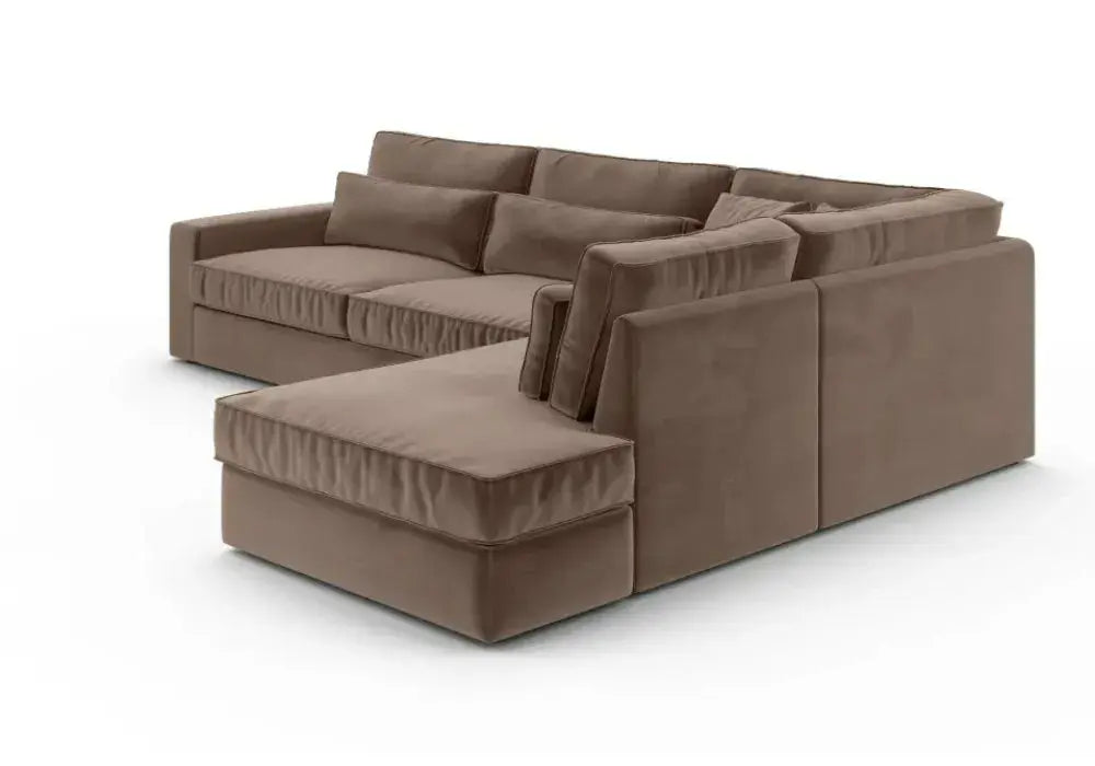 Canape D’angle Le Bristola Velours Moka 315x230cm Swedzo-Meuble