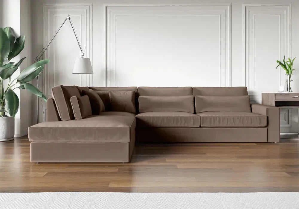 Canape D’angle Le Bristola Velours Moka 315x230cm