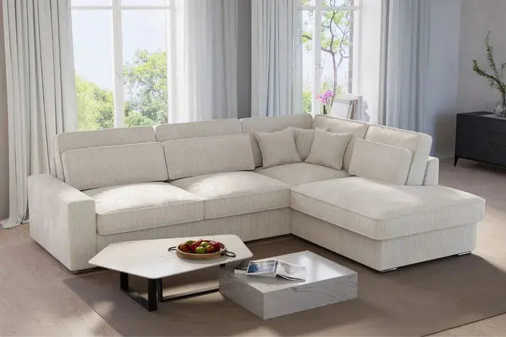Canapé d’angle Lexus Velours Beige Swedzo-Meuble
