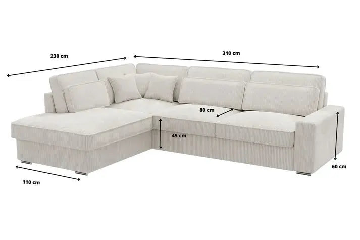 Canapé d’angle Lexus Velours Beige Swedzo-Meuble