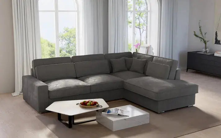 Canapé d’angle Lexus Velours Beige Swedzo-Meuble