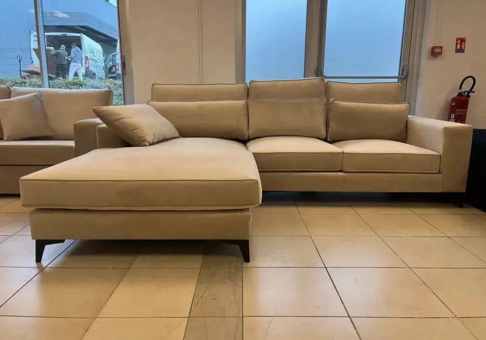 Canape D’angle Madrid  Velours Beige 265x200cm Swedzo-Meuble