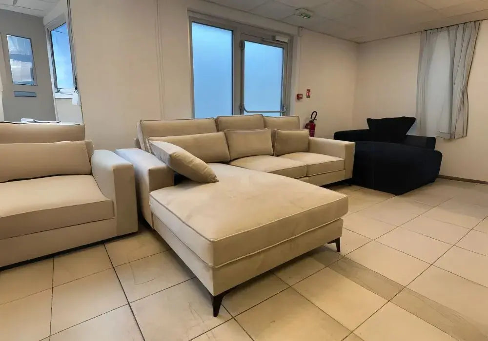 Canape D’angle Madrid  Velours Beige 265x200cm Swedzo-Meuble