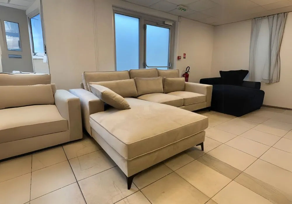 Canape D’angle Madrid  Velours Beige 265x200cm