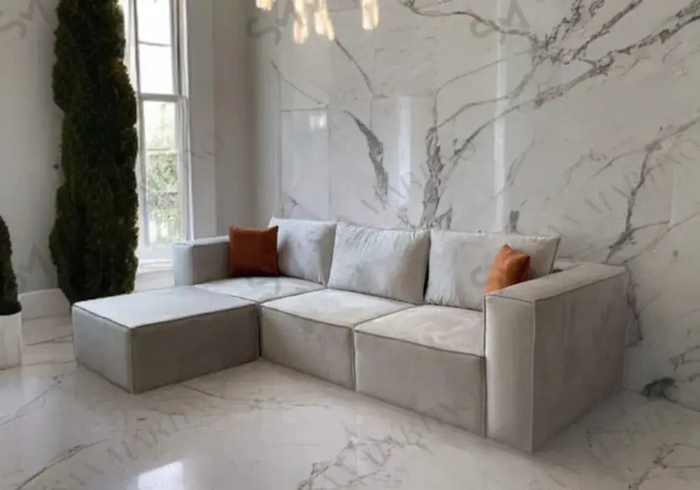 Canapé Elégance Velours Modulable 3+1 Pouf Swedzo-Meuble
