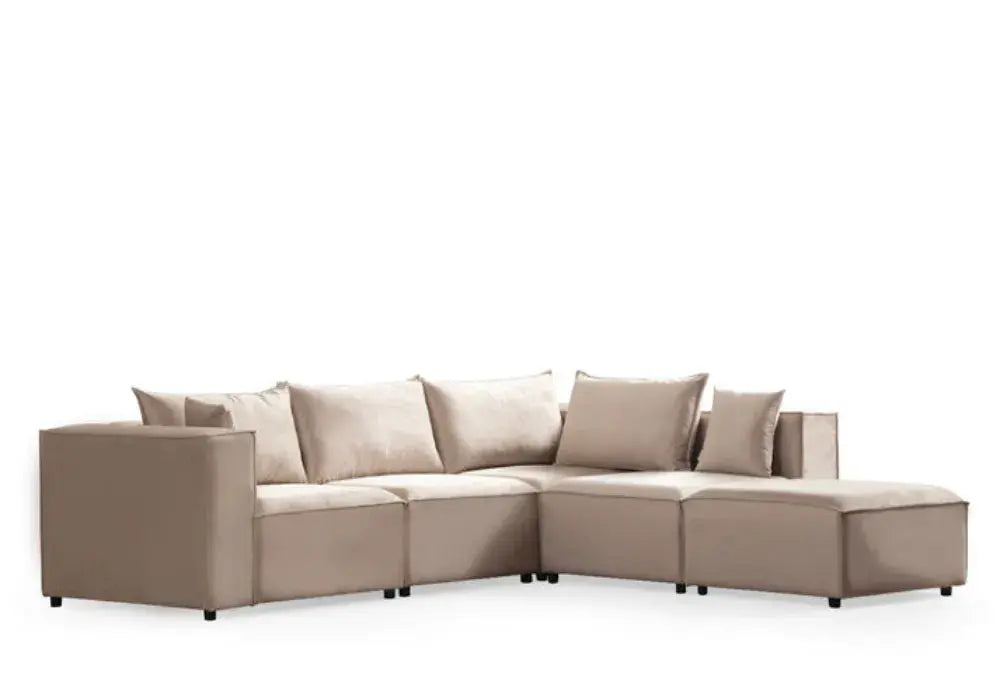 Canapé Elégance Velours Modulable 4+1 Pouf Swedzo-Meuble