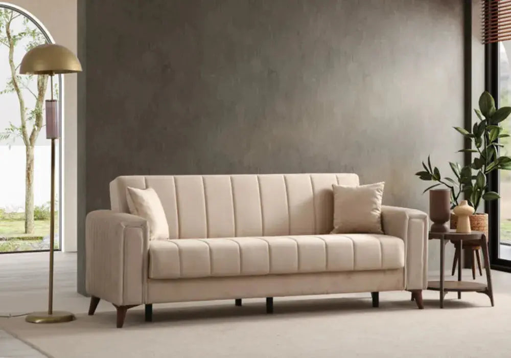 Canapé Nova Velours Beige Swedzo-Meuble