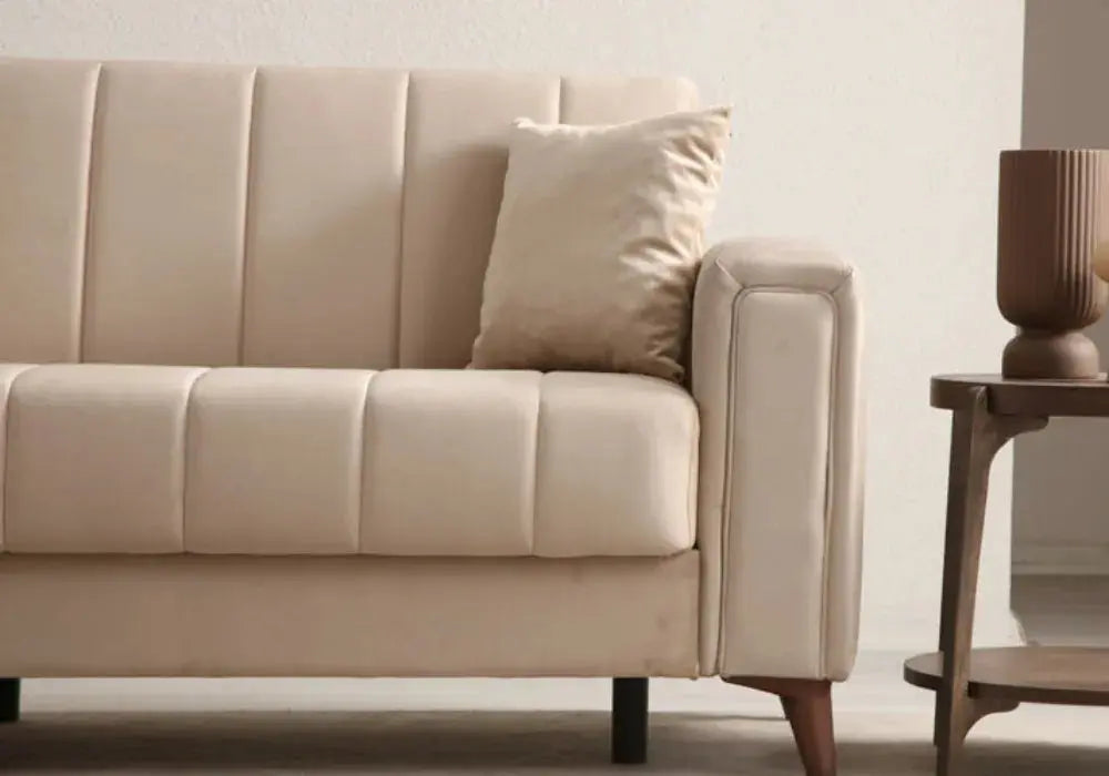 Canapé Nova Velours Beige Swedzo-Meuble