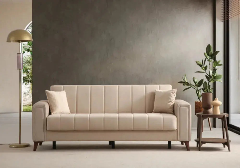 Canapé Nova Velours Beige Swedzo-Meuble