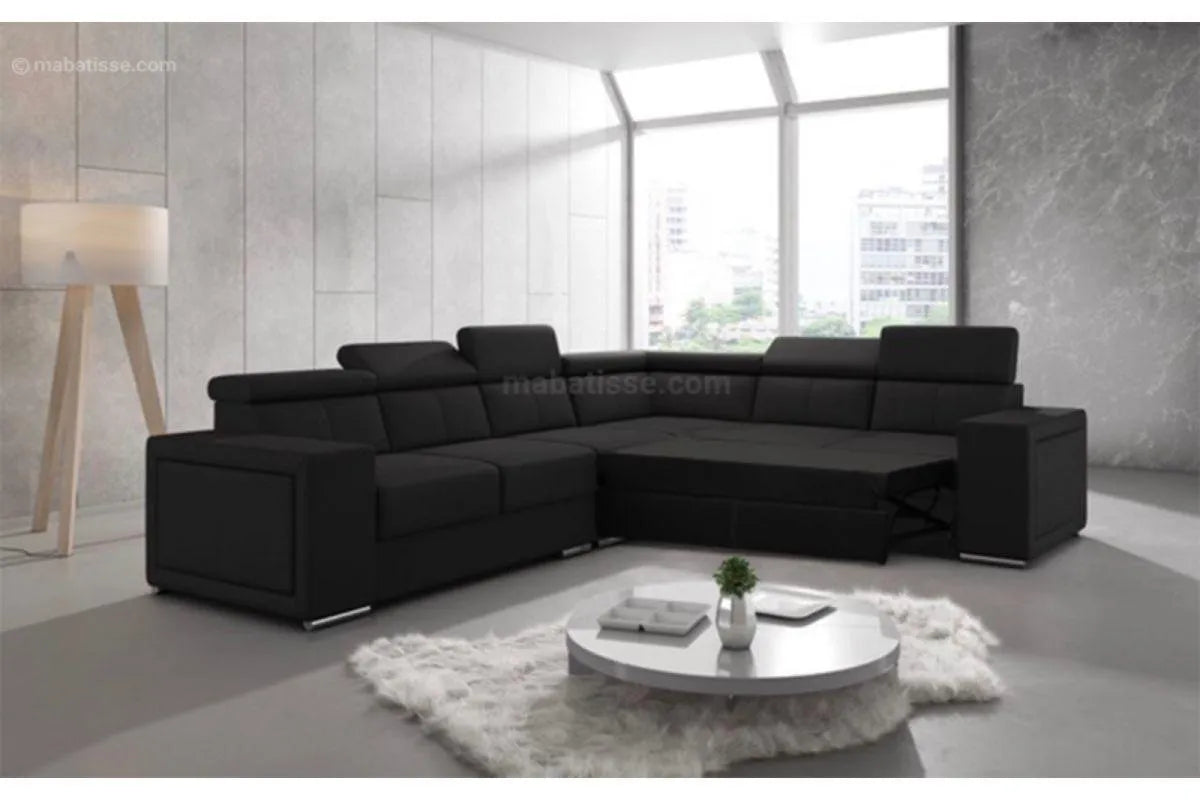 Canapé d’angle Tissu Gris foncé anthracite réversible/convertible