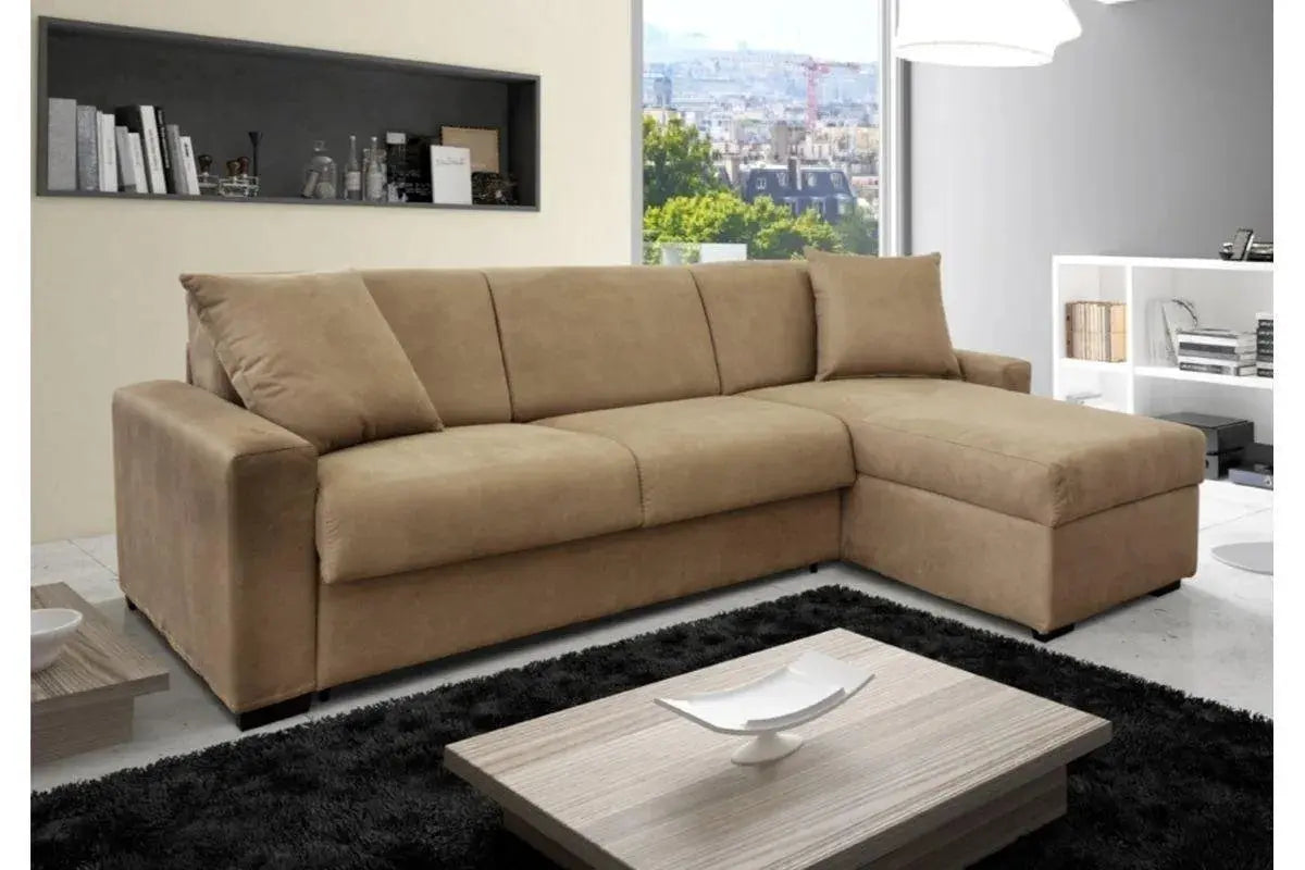 Canapé D'angle lit rapido beige ARIANE Swedzo-Meuble