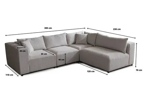 Canapé Azra Modulable Chenille Blanc cassé Swedzo-Meuble