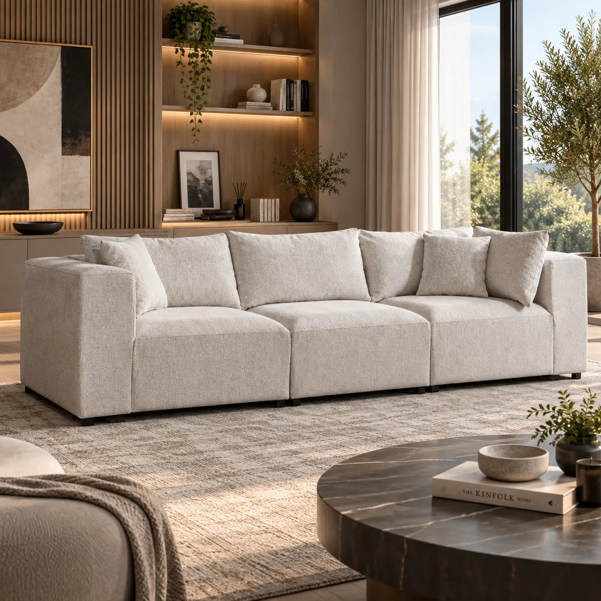 Canapé Azra Modulable Chenille Blanc cassé