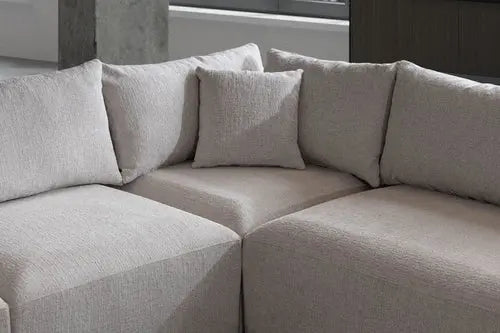 Canapé Azra Modulable Chenille Blanc cassé Swedzo-Meuble