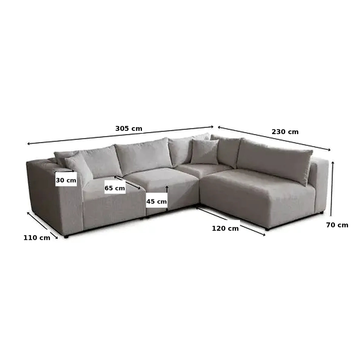 Canapé Azra Modulable Chenille Blanc cassé