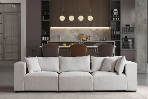 Canapé Azra Modulable Chenille Blanc cassé Swedzo-Meuble
