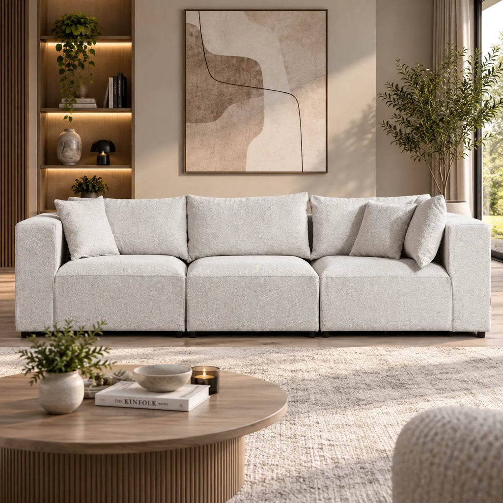 Canapé Azra Modulable Chenille Blanc cassé