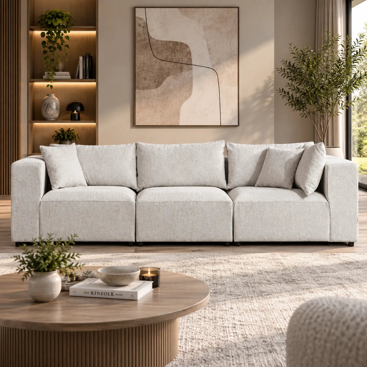 Canapé Azra Modulable Chenille Blanc cassé